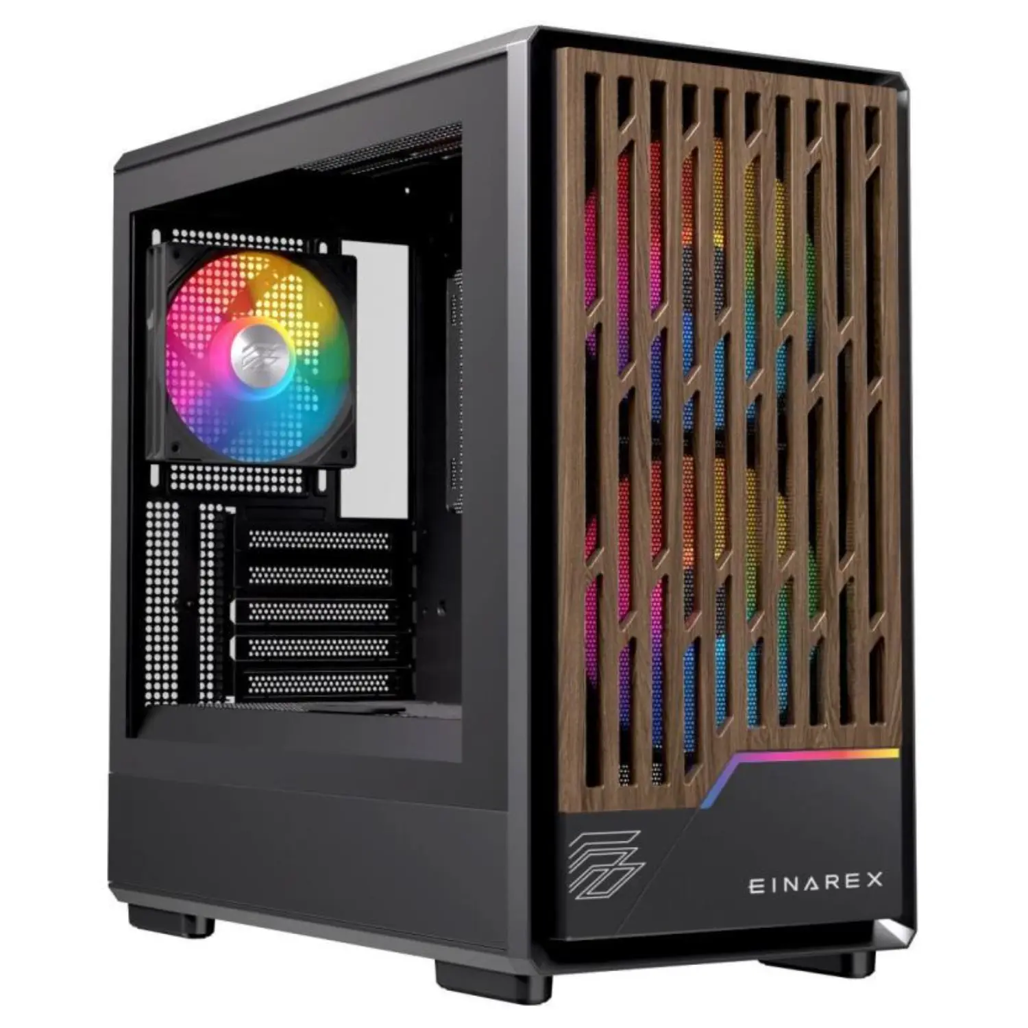 [EXCS-PM-400R-B/NEW] Gabinete Gamer EINAREX PM400 RGB Black Micro ATX Cristal Templado