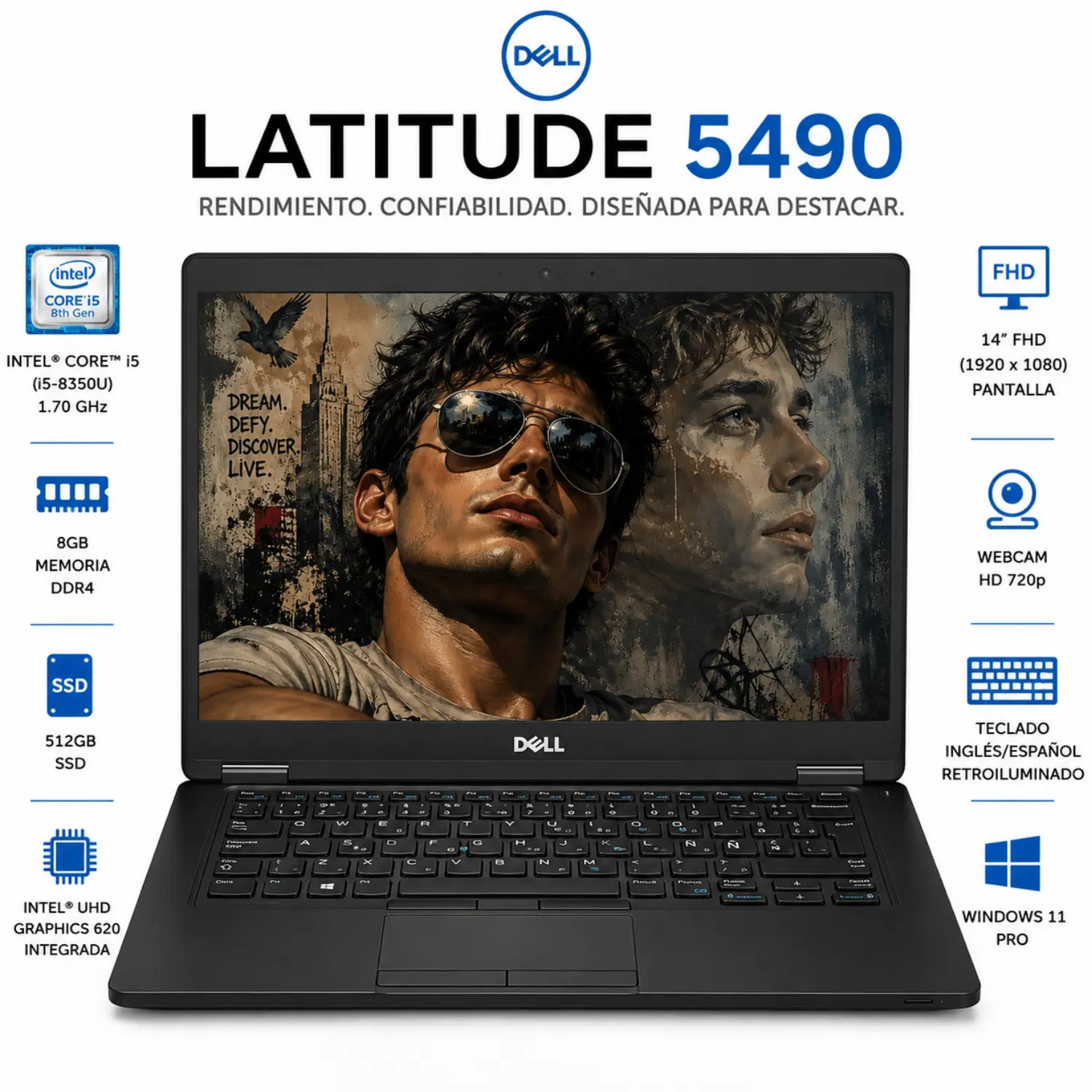 [DE5490-I5-8-512-ES/RFB] Reacondicionado-Dell Latitude 5490 Laptop i5 8GB RAM 512GB SSD 14" FHD Windows 11 Pro